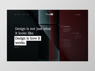 Design Studio Website UI UX Project (Design Agency Homepage) agency black branding dark theme design designer elegant hero section home page home screen landing page minimal red services studio ui user interface ux web website