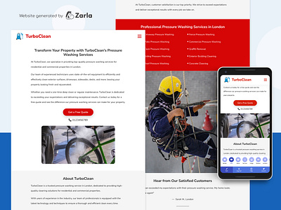 TurboClean- Pressure Cleaning Website Generated with AI at Zarla cleaning website jet cleaning website pressure cleaning website pressure washing website web builder website builder zarla ai website builder zarla web builder