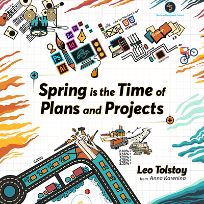 Spring is the Time of Plans and Projects branding design fine arts illustration