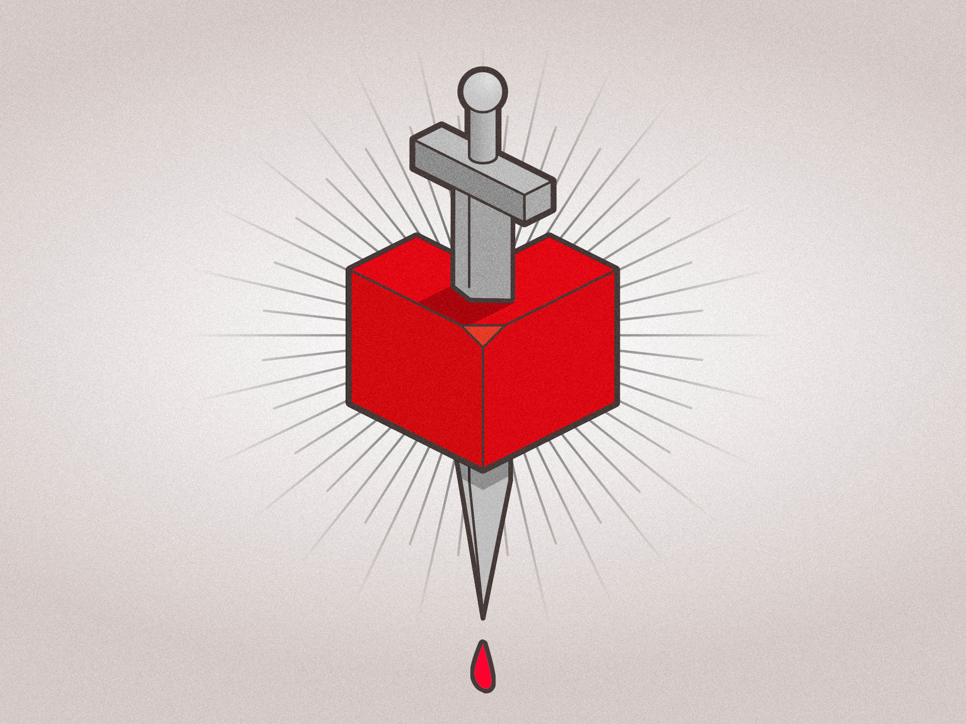 Isometric Heart Dagger branding design illustration illustrator vector