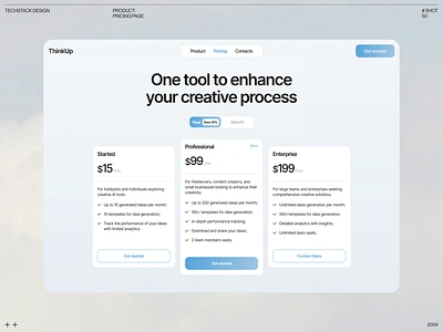 Pricing Page animation clean cloud desktop gradient pricing product subscription typography ui web