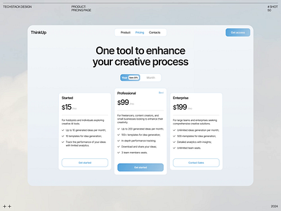 Pricing Page animation clean cloud desktop gradient pricing product subscription typography ui web
