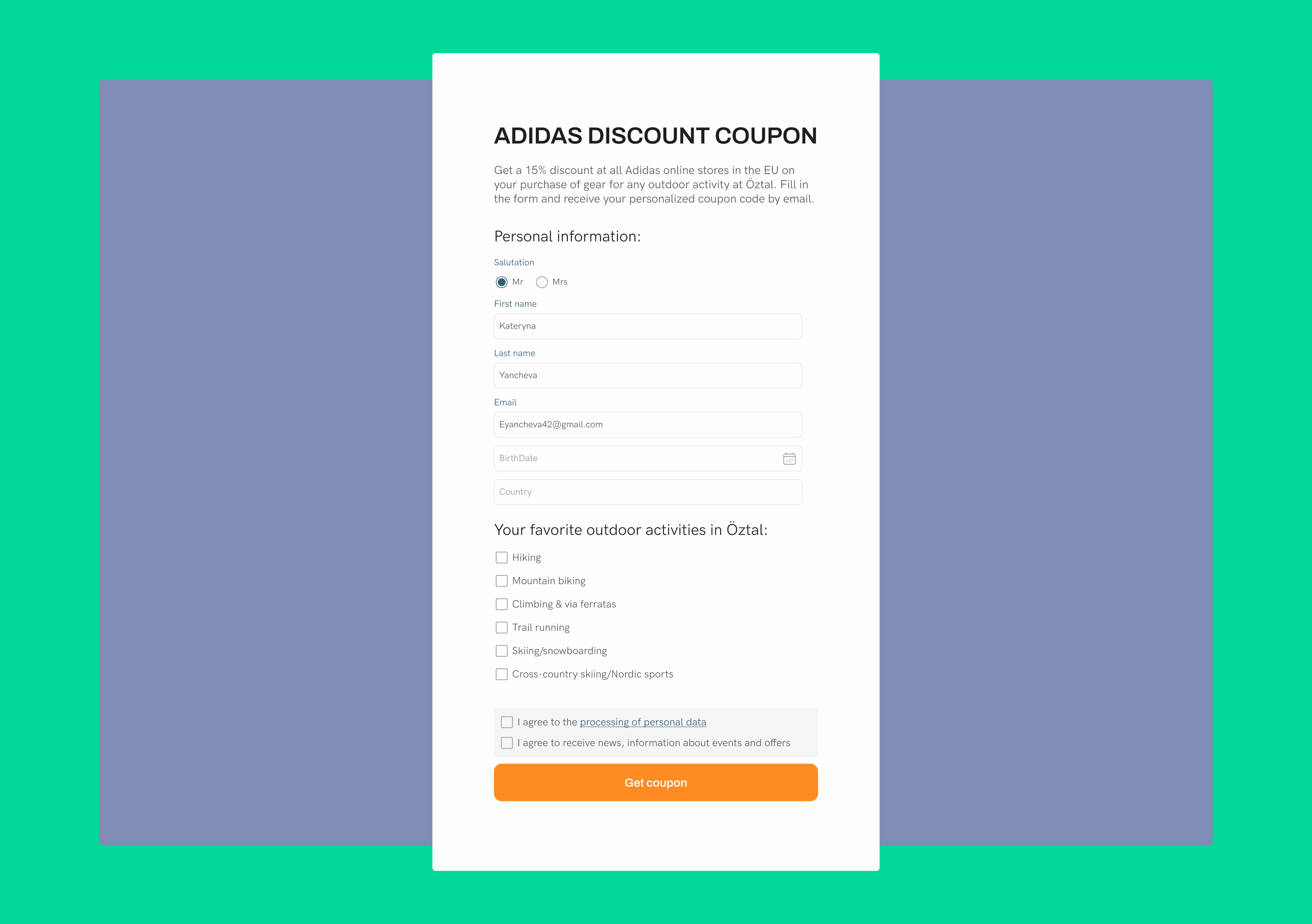 Subscription Form design typography ui ux