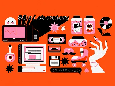 90s Laboratory 90s cute flat geometric illustration nostalgia texture vectorart vintage