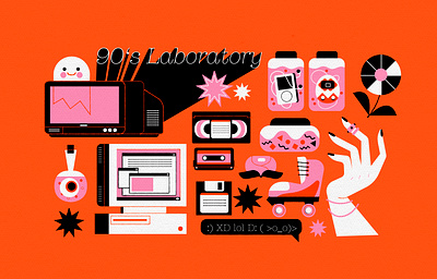 90s Laboratory 90s cute flat geometric illustration nostalgia texture vectorart vintage