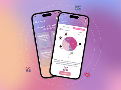 Partner Pulse - Dating management app app chat app chatting date dating dating app graphic design love match mobile app pink theme tinder ui uiux design