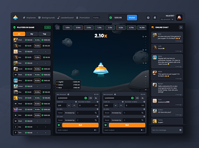 Rocket Crush crash crash game gambling game game interface product design rocket ui uiux web design