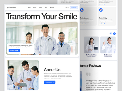 Dent Clinic - Dental Clinic Website blue clinic dental dentist doctor health landing page medical modern nurse simple telemedicine ui web web design