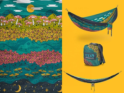 ENO Hammock Design asheville branding camping eagle nest flowers hammock hammocking hiking illustration landscape logo mushrooms music festival north carolina outdoor gear outdoors brand pattern design repeating pattern river vintage