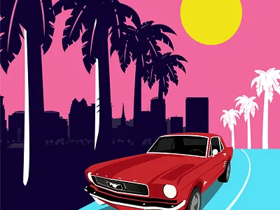 1966 Ford Mustang Illustration classic car ford hotrod mustang mustangs sally stang
