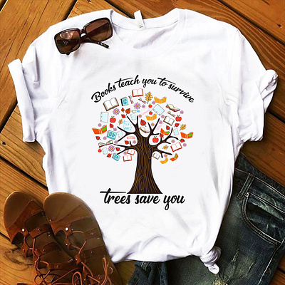 Tree Book T-shirt Design Template book t shirt graphic design modern t shirt design t shirt design tree t shirt design trendy t shirt