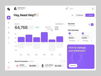 Online Banking Dashboard app bank chart clean design finance fireart investment ui ux