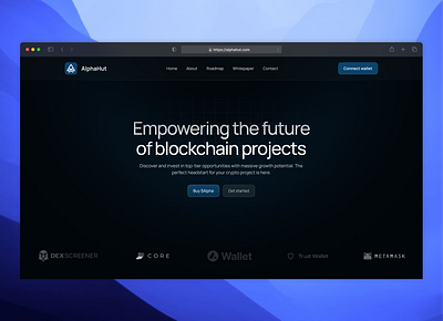 Alphahut - Launchpad landing page cryptocurrency landing page launchpad uiux web3