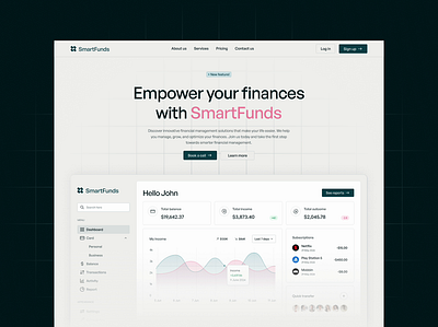 SmartFunds: Fintech Landing Page design financial management fintech fintech platform innovativedesign landing landing page logo ui ui design uiux userexperience userinterface webdesign website