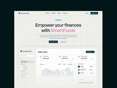 SmartFunds: Fintech Landing Page design financial management fintech fintech platform innovativedesign landing landing page logo ui ui design uiux userexperience userinterface webdesign website