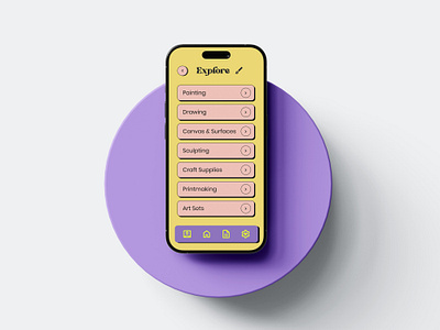 a list of categories for Art supply shop app app app design art art shop design colorful daily challenge edgy modern ui ui challenge