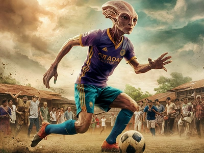 Alien playing football in kerala | @abduzgraphy absract adobe anime art arte artist artoftheday artwork branding creative design digitalart dribbble graphic design illustration illustrationartists illustrator