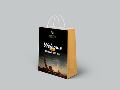 Citadel of love paper bag design advert design bag design brand material design branding branding design church designer design ecommerce graphic design paper bag print design shopping bag shopping design stationaries take away bag design welcome to church pack