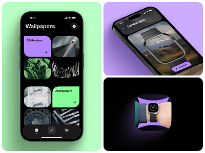 Wallpaper App for Apple Watch app apple watch figma figmadesign icon mobile ui ui design ux wallpaper wallpapers watches