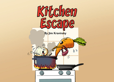 Book cover Kitchen Escape book design book illustration cartoon character cartoon drawing cartoon illustration children illustration graphic design illustration