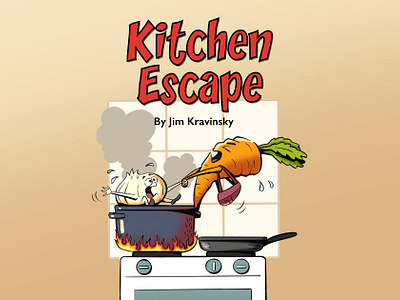 Book cover Kitchen Escape book design book illustration cartoon character cartoon drawing cartoon illustration children illustration graphic design illustration