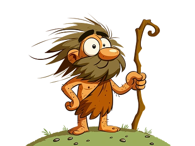 Brave Caveman character design 2d adobe illustrator art for kids