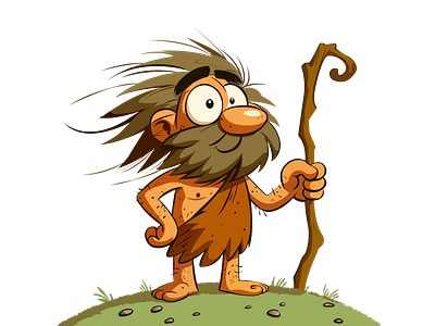 Brave Caveman character design 2d adobe illustrator art for kids