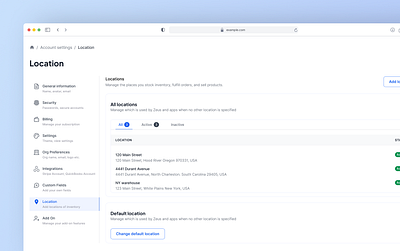 Warehouse locations management UI! locations product design settings