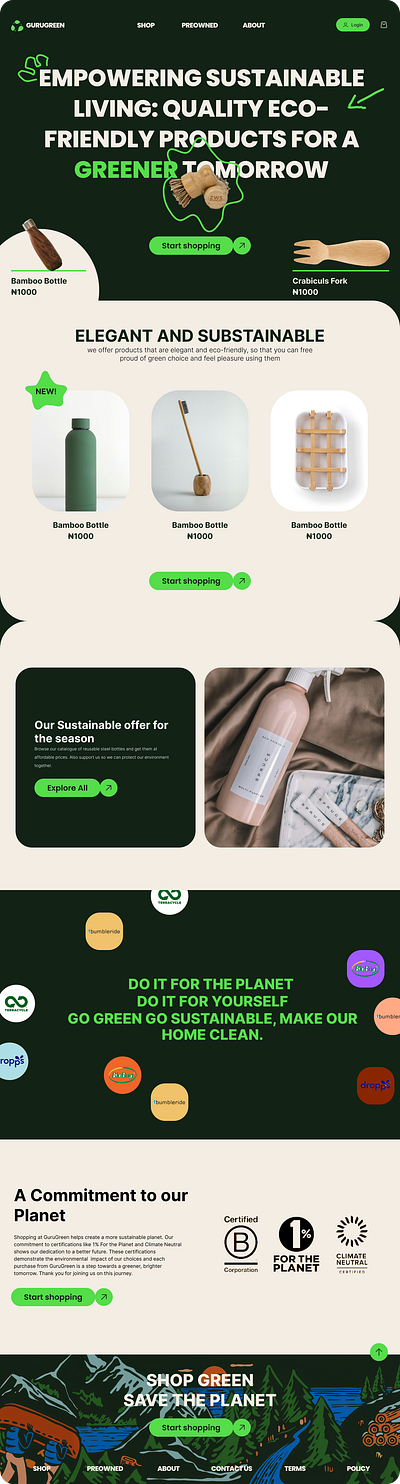 eco-friendly products landing page ngo recycling website reusable product website web app web design