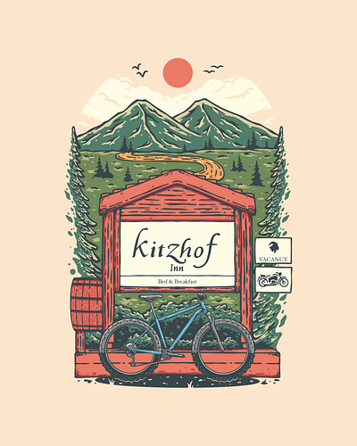 Vintage Mountain Bike for Kitzhof T-shirt Design branding design graphic design illustration logo mountain nature ui ux vector