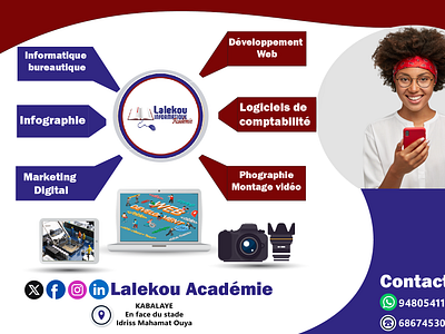 Welcome to Lalekou Académie affiche développement web flyer infographie informatique lalekou lalekouacademie lalekouinformatique marketing digital montage