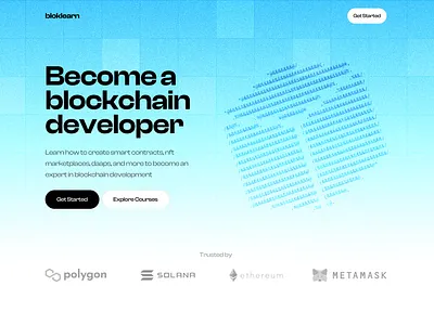 Web3 learning website exploration blockchain blue crypto design experimental landing page ui design web design web3 webdesign