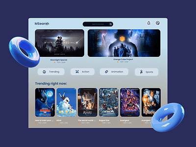 Movie Search Application action aesthetic blue cool horror inspo movie new search trending ui uiux design website website design