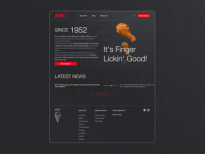 KFC Homepage Redesign branding darkmode design homepage kfc minimalism ui ux webdesign