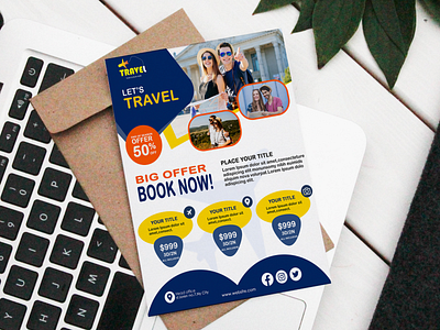 Travel Agency Flyer Design branding design flyer design graphic design illustration typography ui ux vector