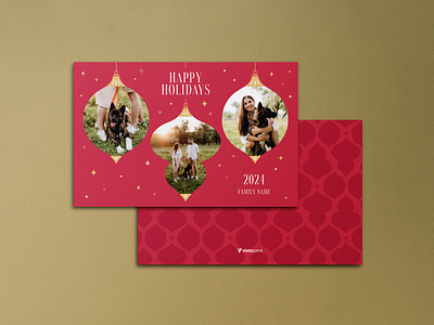 Holiday Card / Ornament Photo gold graphic design holiday card design ornament red