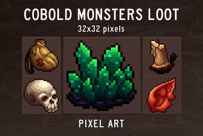 Cobold Loot 32×32 Pixel Icons 2d 32x32 art asset assets fantasy game game assets gamedev icon icons illustration indie indie game loot mmorpg pixel pixelart pixelated rpg