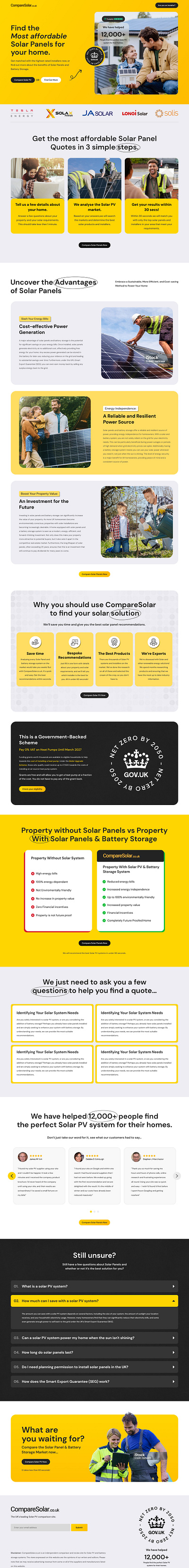 Solar Comparison Site Redesign solar comparison site redesign solar panels solar panels energy website solar power website template solar website designs