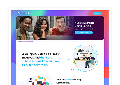 Learning Communities Page - Edutech application application design banner branding design digital design education fine art homepage illustrations responsive ui uiux university user experince visual design web design