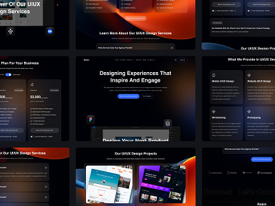 UIUX Design Services Landing Page - Rokin.io creative creative agency dark dark mode dark ui digital marketing landing page ui web design website