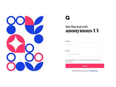 Day 1: Sign-Up Page for Anonymous UI 🚀 anonymus branding day1 design designer life figma get started login minimal product product ui sign up ui ui ux web white
