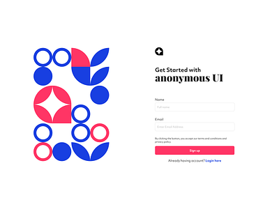 Day 1: Sign-Up Page for Anonymous UI 🚀 anonymus branding day1 design designer life figma get started login minimal product product ui sign up ui ui ux web white