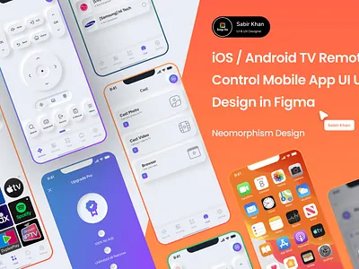 Modern iOS / Android TV Remote Control Neomorphism UI Kit android remote control app control design app management ui casting function design creative market ui ios remote control mirroring interface mobile tv remote modern tv remote neomorphism design remote control app screen mirroring ui settings ui kit smart tv app smart tv interface tv casting ui tv control neomorphism tv remote control ui tv remote ui kit user interface design