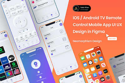 Modern iOS / Android TV Remote Control Neomorphism UI Kit android remote control app control design app management ui casting function design creative market ui ios remote control mirroring interface mobile tv remote modern tv remote neomorphism design remote control app screen mirroring ui settings ui kit smart tv app smart tv interface tv casting ui tv control neomorphism tv remote control ui tv remote ui kit user interface design
