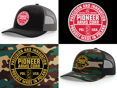 Pioneer Arms - Hat/Patch Design apparel graphics badge branding graphic design hat logo patch