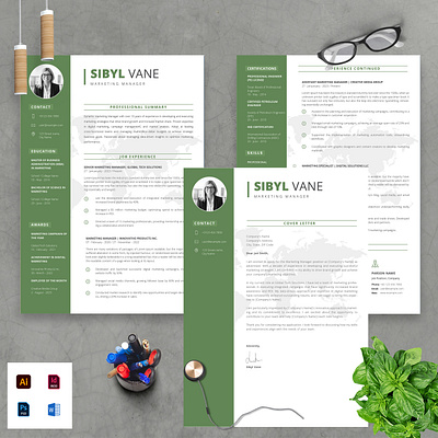 Clean Resume Layout, Creative Resume Layout with Cover Letter 4 page resume set a4 adobe illustrator cover creative resume layout design design template editable graphic design resume and cover letter layout resume design resume design template resume layout