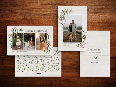 Holiday Card / White Wood christmas graphic design holiday card design holly rustic white wood wood
