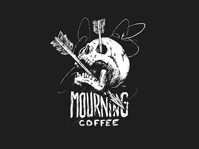 Mourning Coffee - Arrow Skull Print branding diy graphic design hand made illustration lino cut merch print printmaking