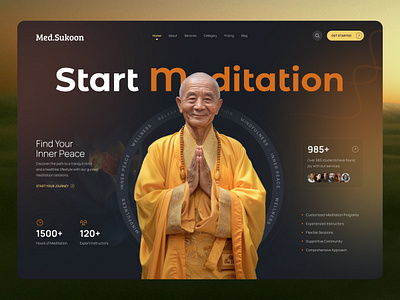 Med.Sukoon Meditation Website branding designinspiration dribbble homepage meditation meditationwebsite mindfulness ui uiuxdesign website yoga