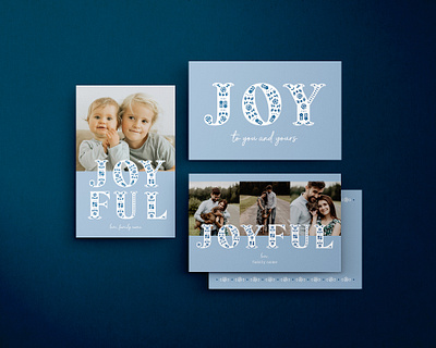 Holiday Card / Scandi Type blue floral graphic design holiday card design joy